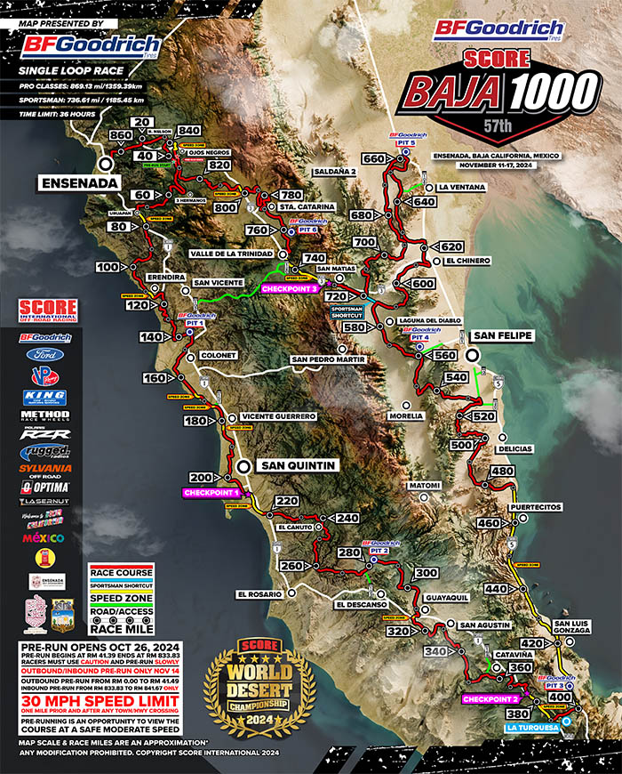 2024 SCORE Baja 400 Race Map